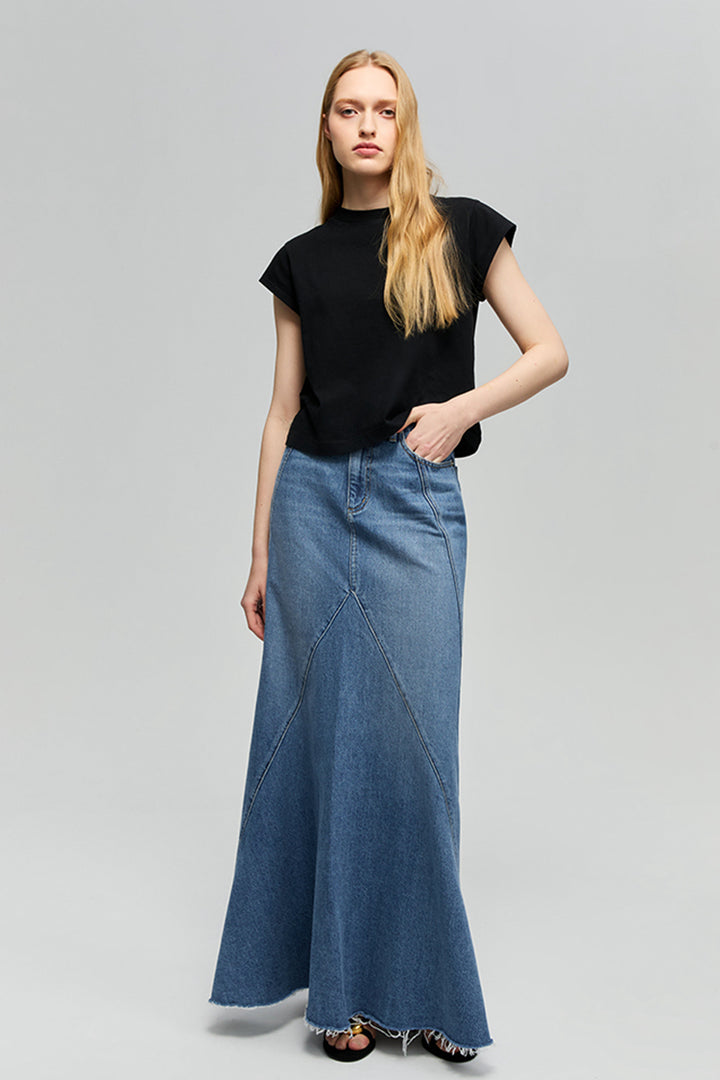 Ocean Wave Denim Skirt