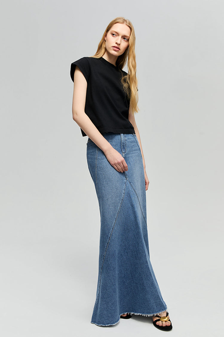 Ocean Wave Denim Skirt