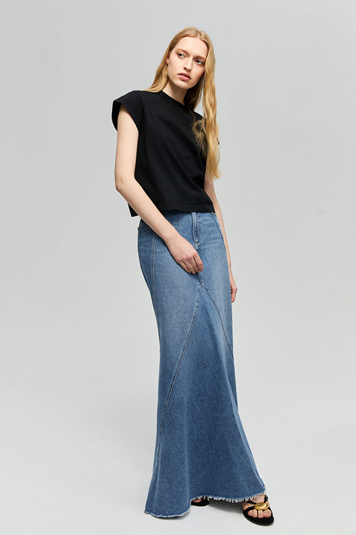 Ocean Wave Denim Skirt