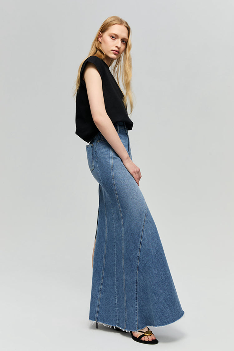 Ocean Wave Denim Skirt