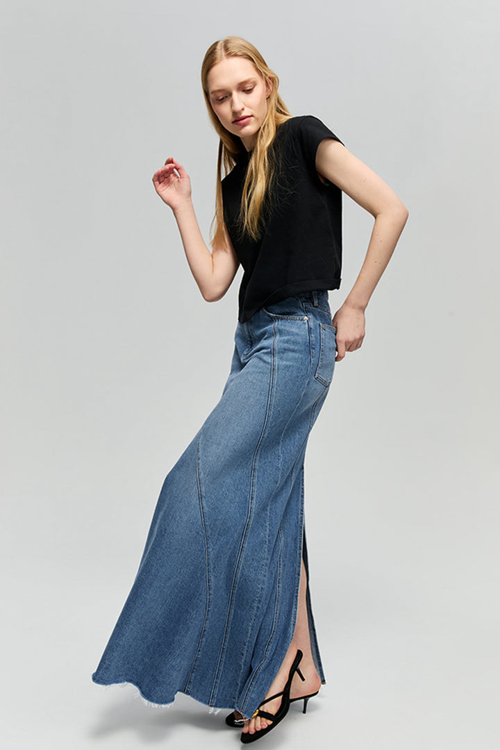 Ocean Wave Denim Skirt