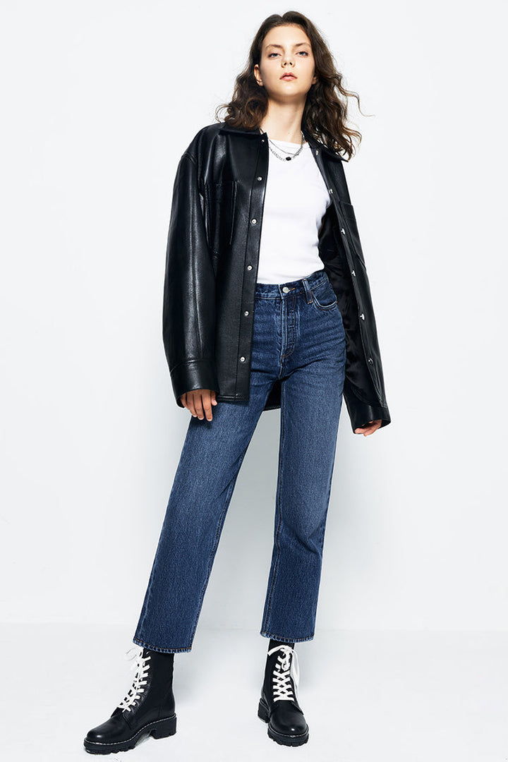 Manhattan High Rise Straight Ankle Jeans
