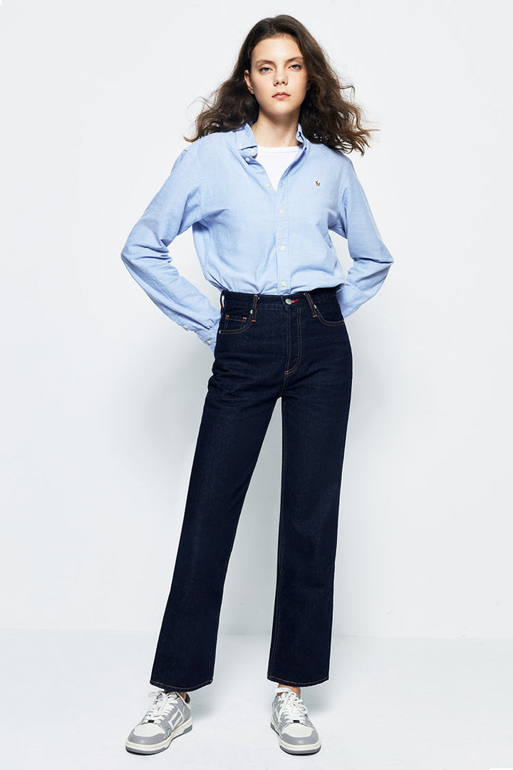 Manhattan High Rise Straight Ankle Jeans