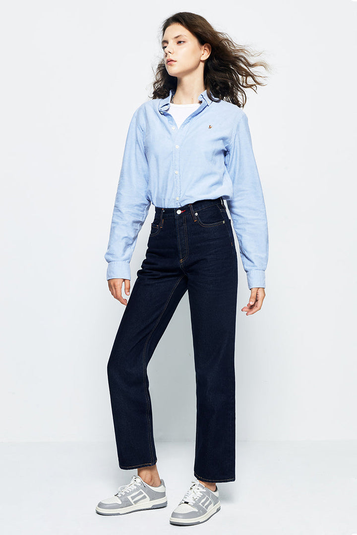 Manhattan High Rise Straight Ankle Jeans