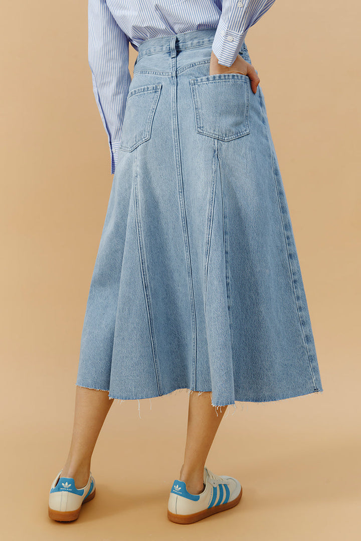 Monica Swing Denim Midi Skirt