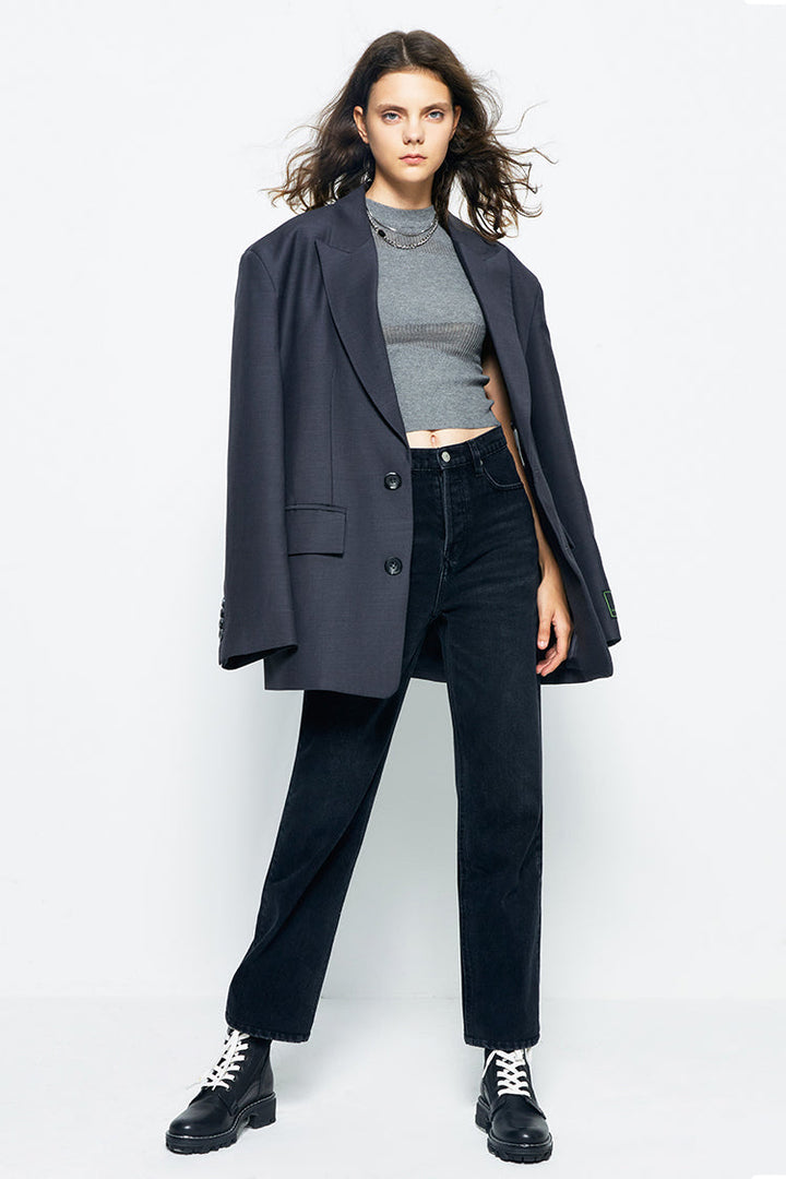 Manhattan High Rise Straight Ankle Jeans