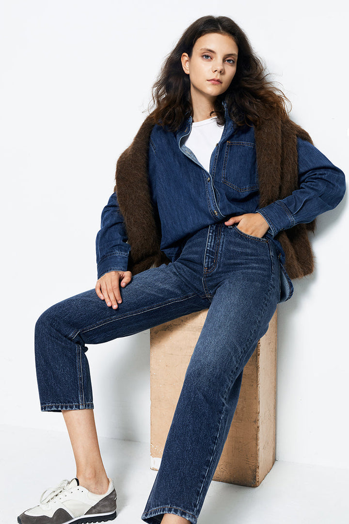 Chelsea High Rise Straight Crop Jeans