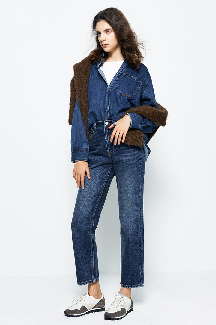 Chelsea High Rise Straight Crop Jeans