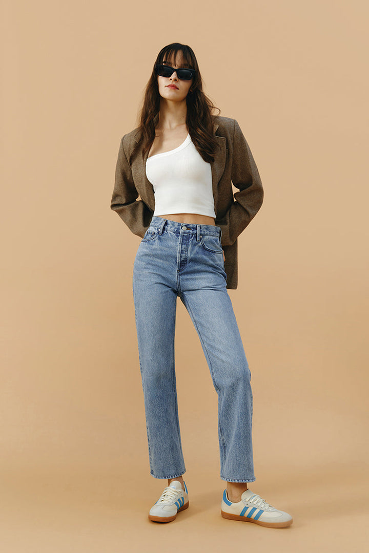 Manhattan High Rise Straight Ankle Jeans