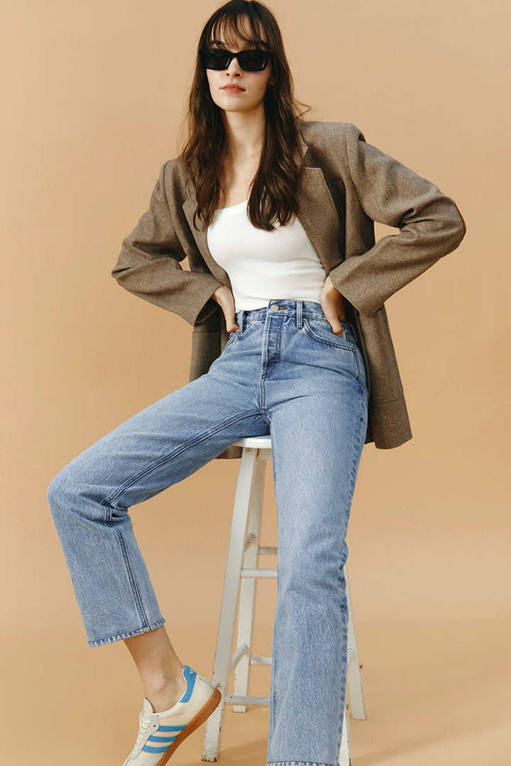Manhattan High Rise Straight Ankle Jeans