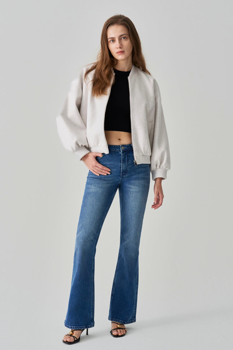 復古高腰喇叭褲 LALA 牛仔褲 HJ186