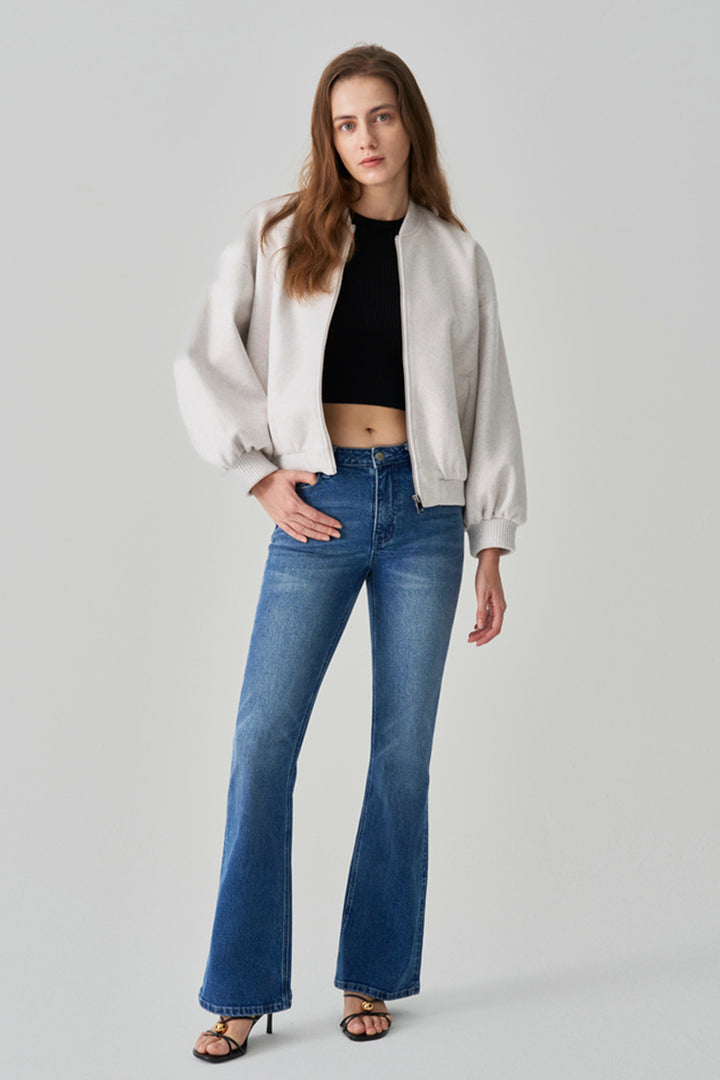 復古高腰喇叭褲 LALA 牛仔褲 HJ186