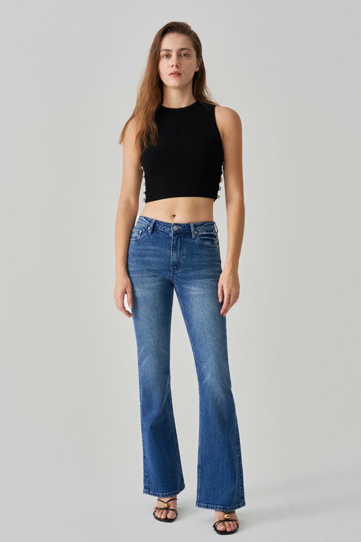 復古高腰喇叭褲 LALA 牛仔褲 HJ186