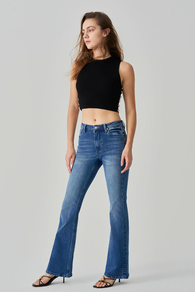 復古高腰喇叭褲 LALA 牛仔褲 HJ186